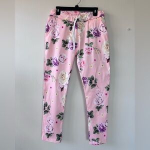 Brand Bazar Made In Italy Womens Pants Size S-M Pink Floral NEW